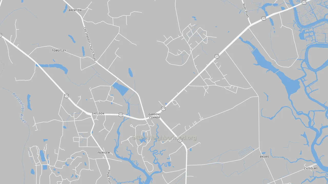 Transit Grade map of Gardens Corner, SC