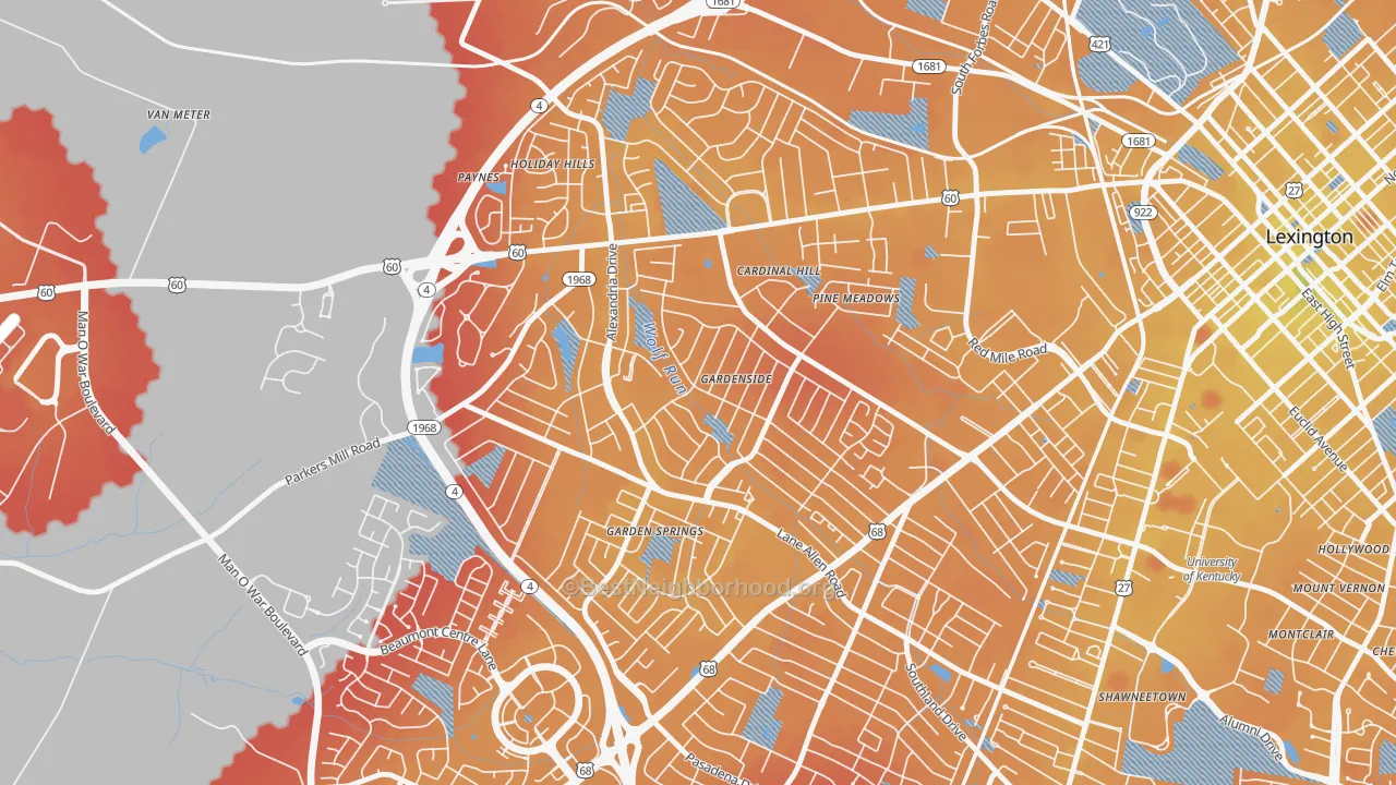 Transit Grade map of Gardenside-Colony, Lexington, KY