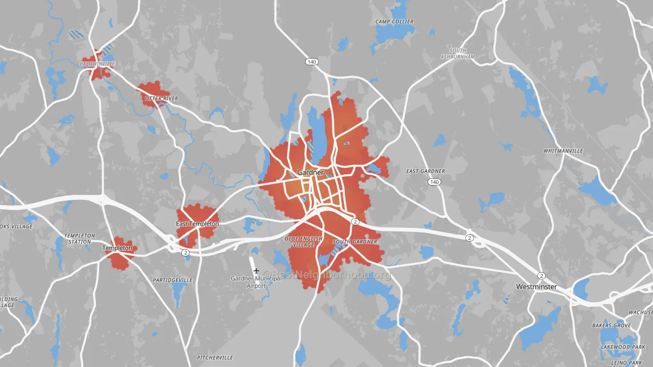 Transit Grade map of Gardner, MA