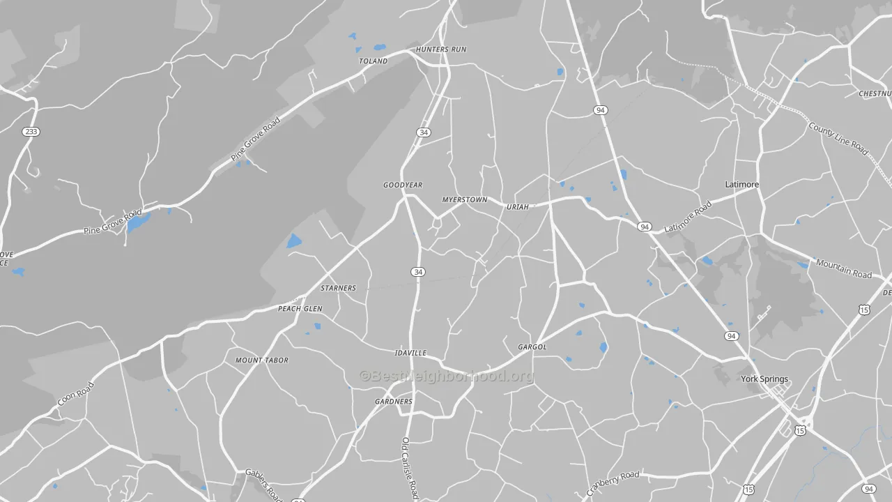 Transit Grade map of Gardners, PA