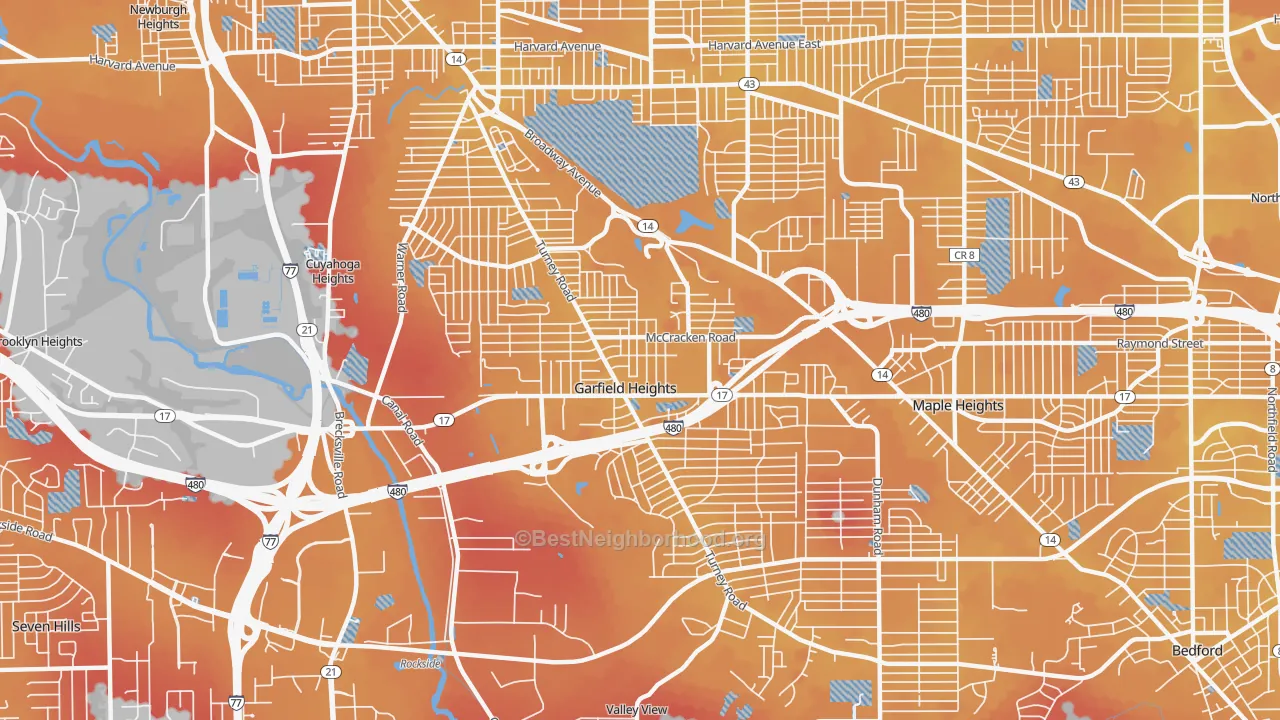 Transit Grade map of Garfield Heights, OH