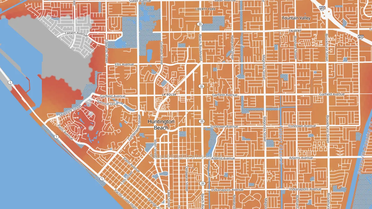 Transit Grade map of Garfield, Huntington Beach, CA