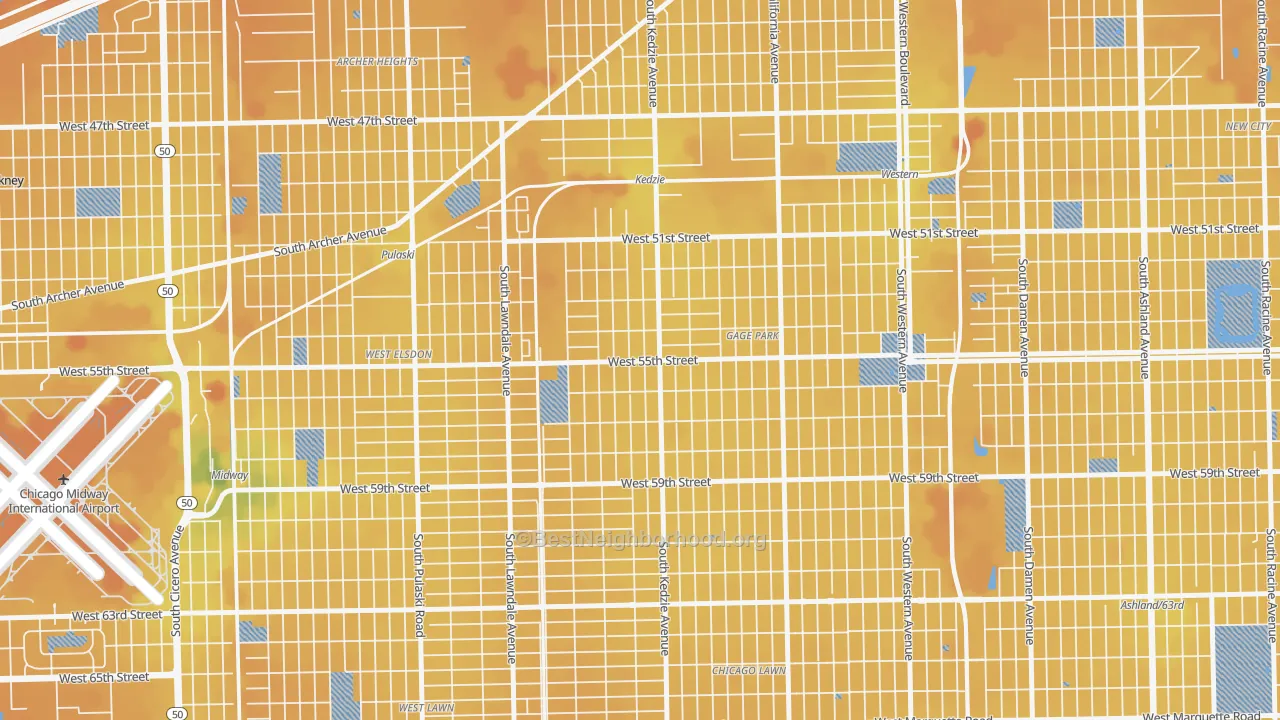Transit Grade map of Garfield Manor, Chicago, IL