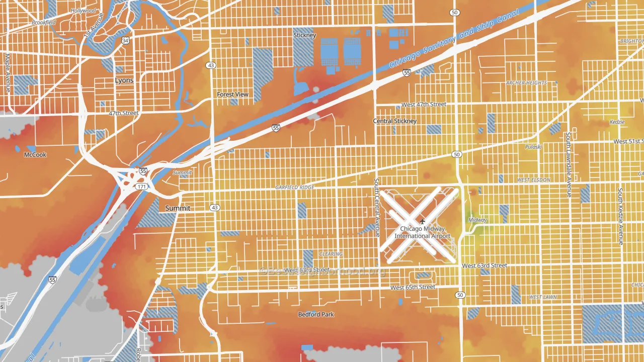 Transit Grade map of Garfield Ridge, Chicago, IL