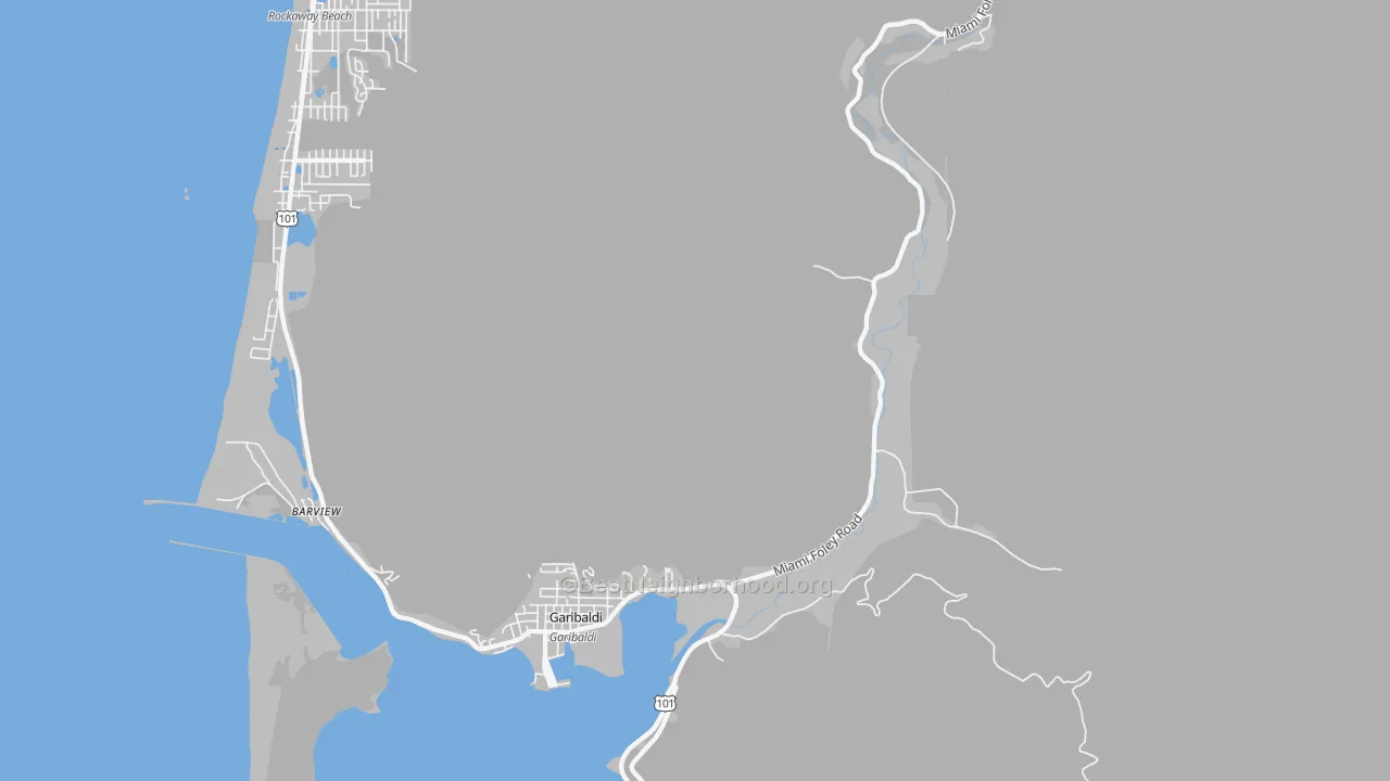 Transit Grade map of Garibaldi, OR