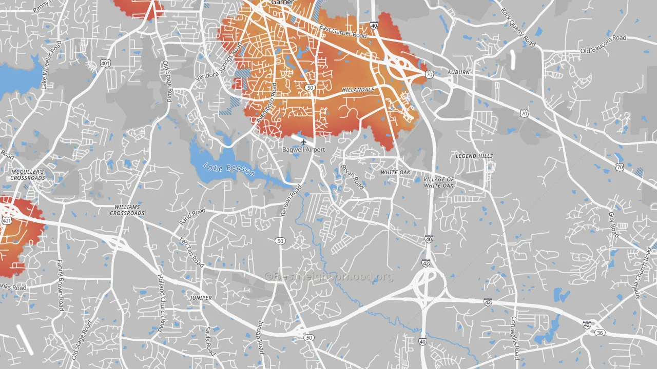 Transit Grade map of Garner, NC