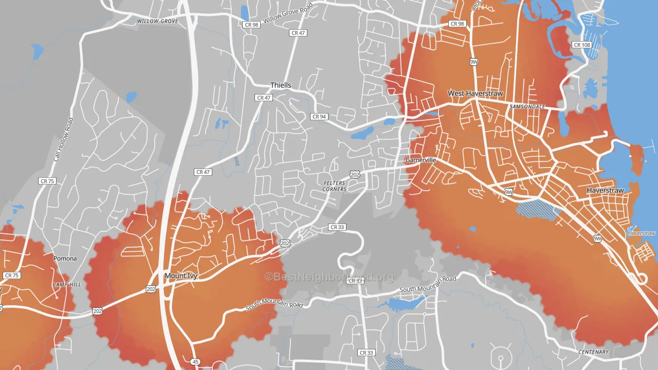 Transit Grade map of Garnerville, NY