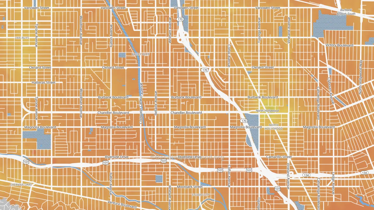 Transit Grade map of Garnsey, Valley Village, CA