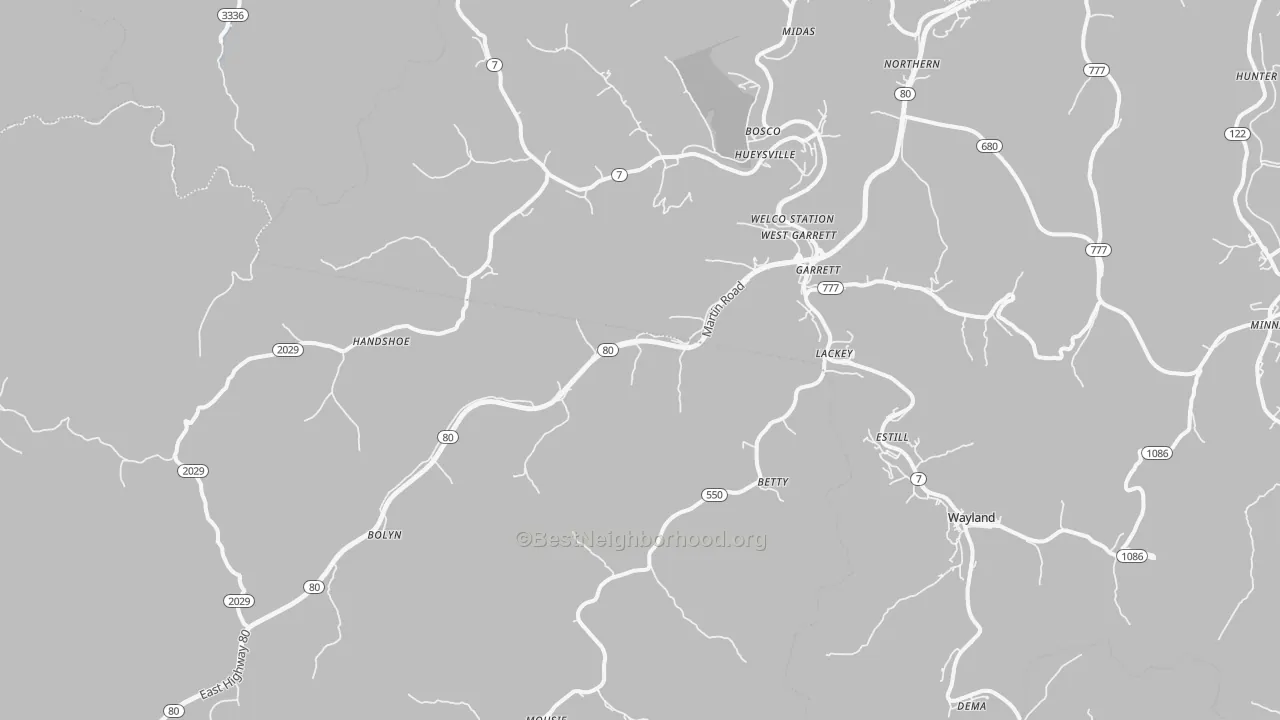 Transit Grade map of Garrett, KY