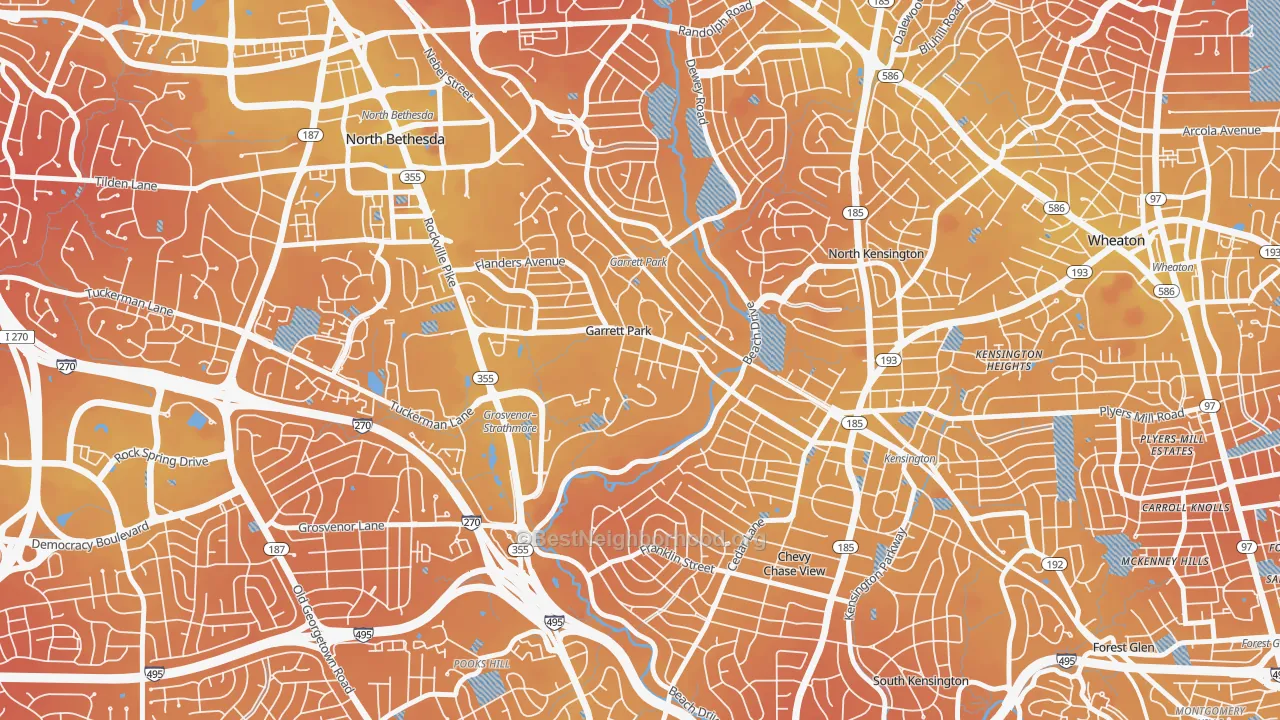 Transit Grade map of Garrett Park, MD