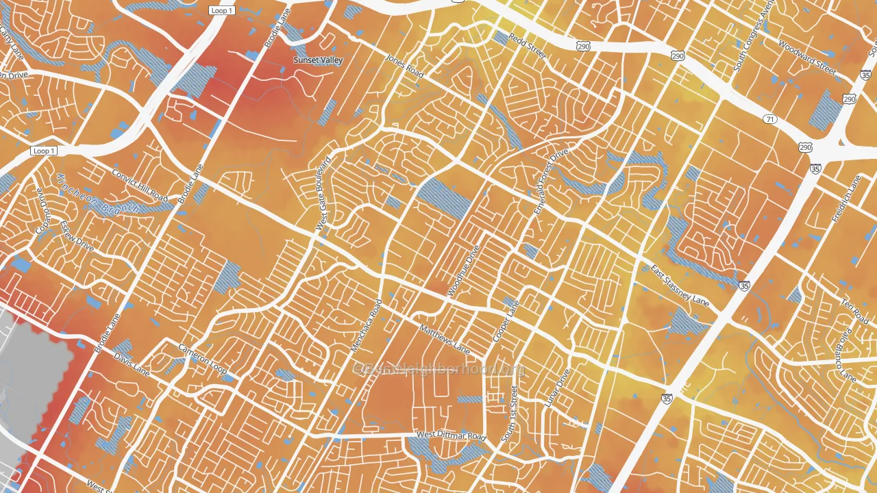 Transit Grade map of Garrison Park, Austin, TX