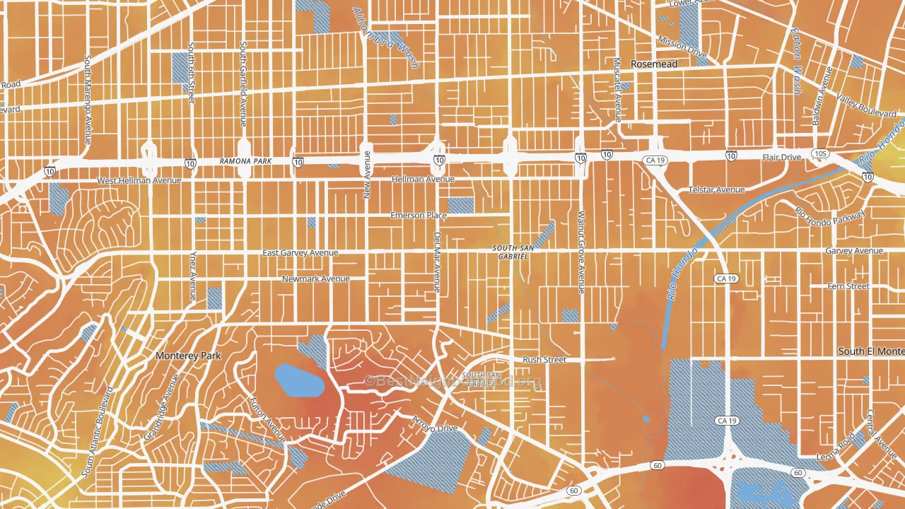Transit Grade map of Garvey, Rosemead, CA