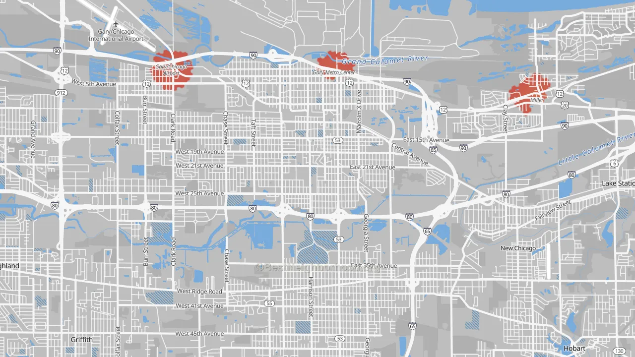 Transit Grade map of Gary, IN