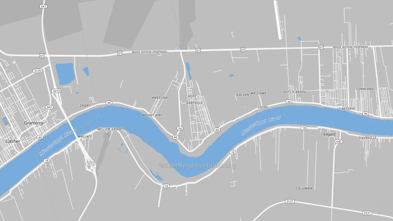 Transit Grade map of Garyville, LA
