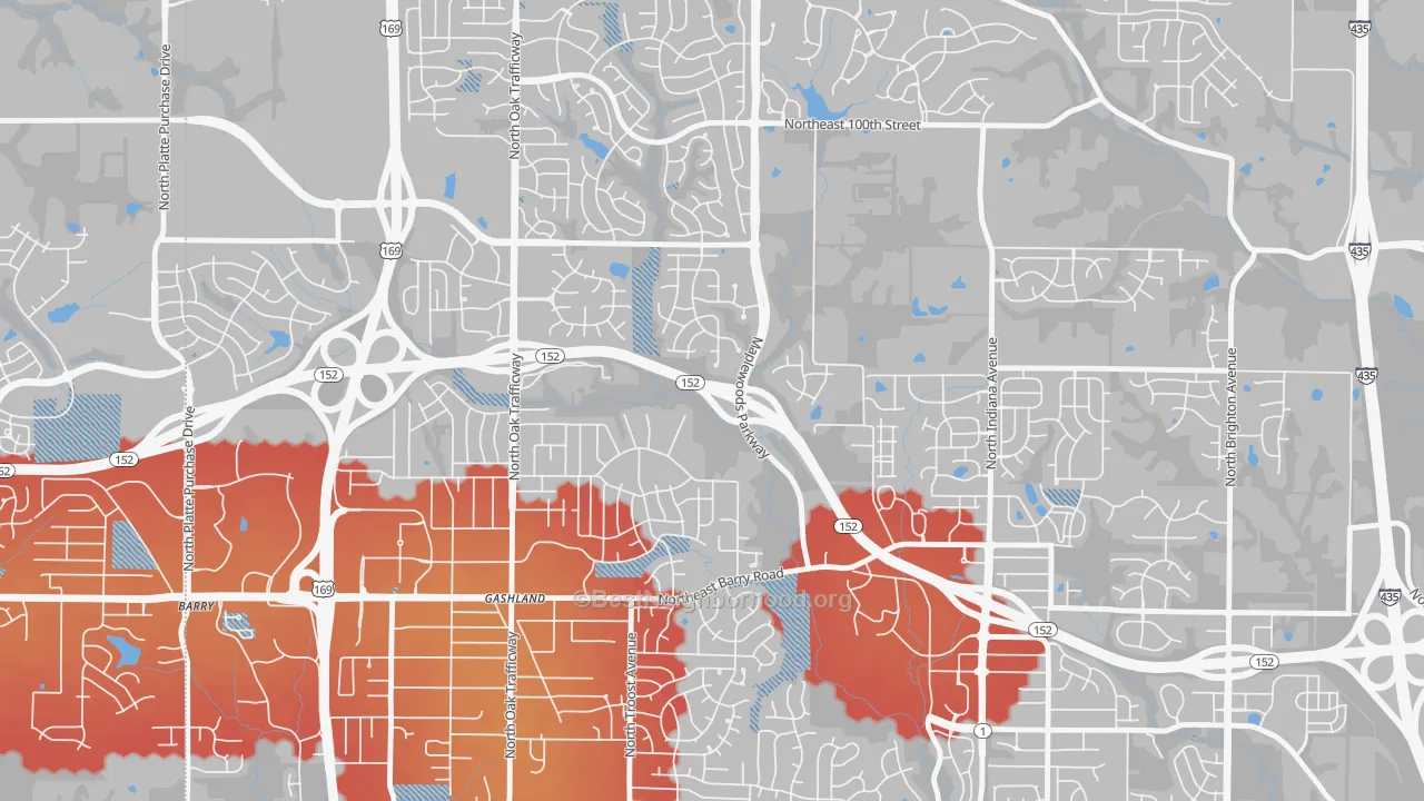 Transit Grade map of Gashland, Kansas City, MO