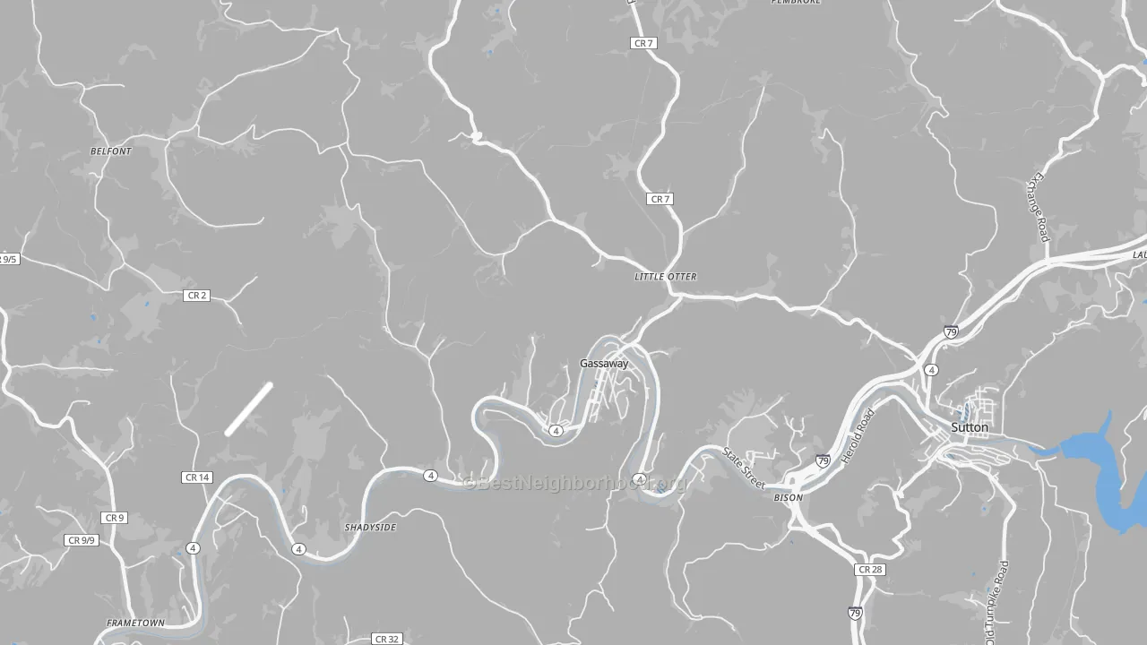 Transit Grade map of Gassaway, WV