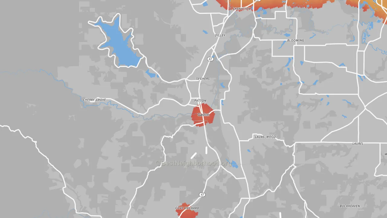 Transit Grade map of Gaston, OR