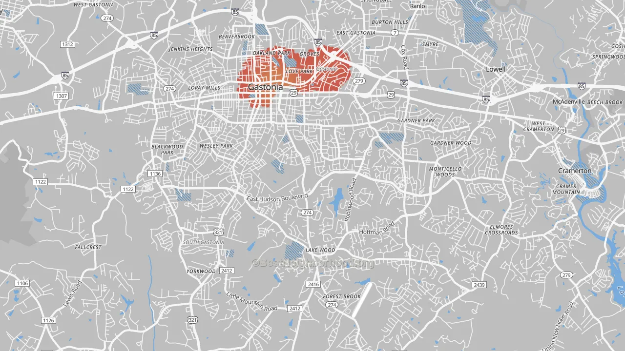 Transit Grade map of Gastonia, NC