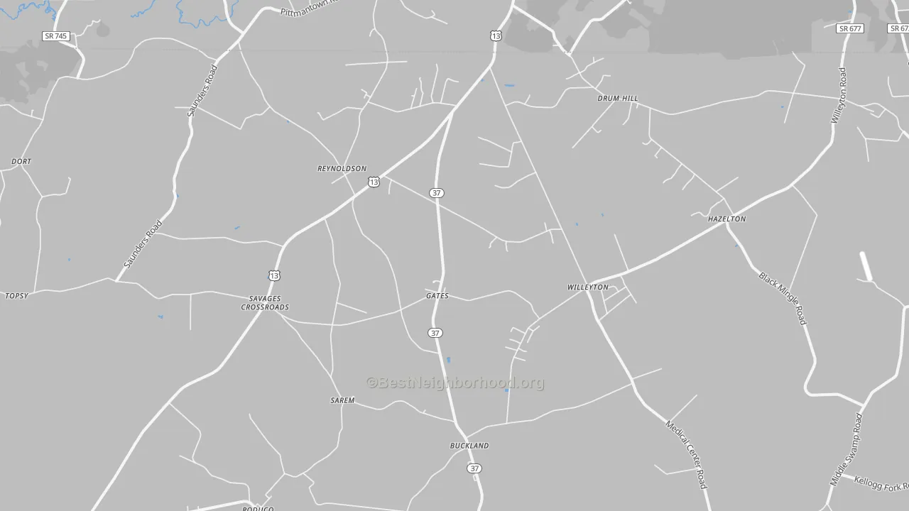 Transit Grade map of Gates, NC