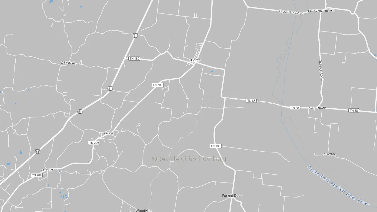 Transit Grade map of Gates, TN