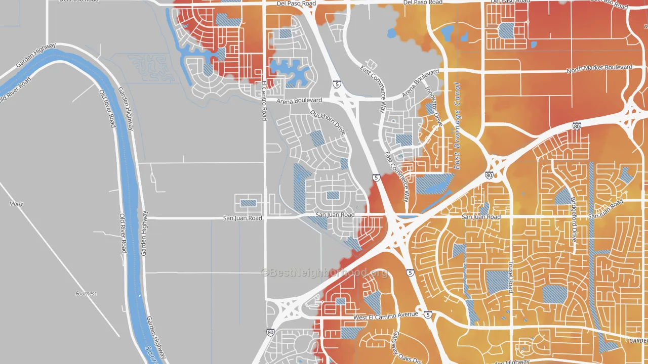 Transit Grade map of Gateway West, Sacramento, CA