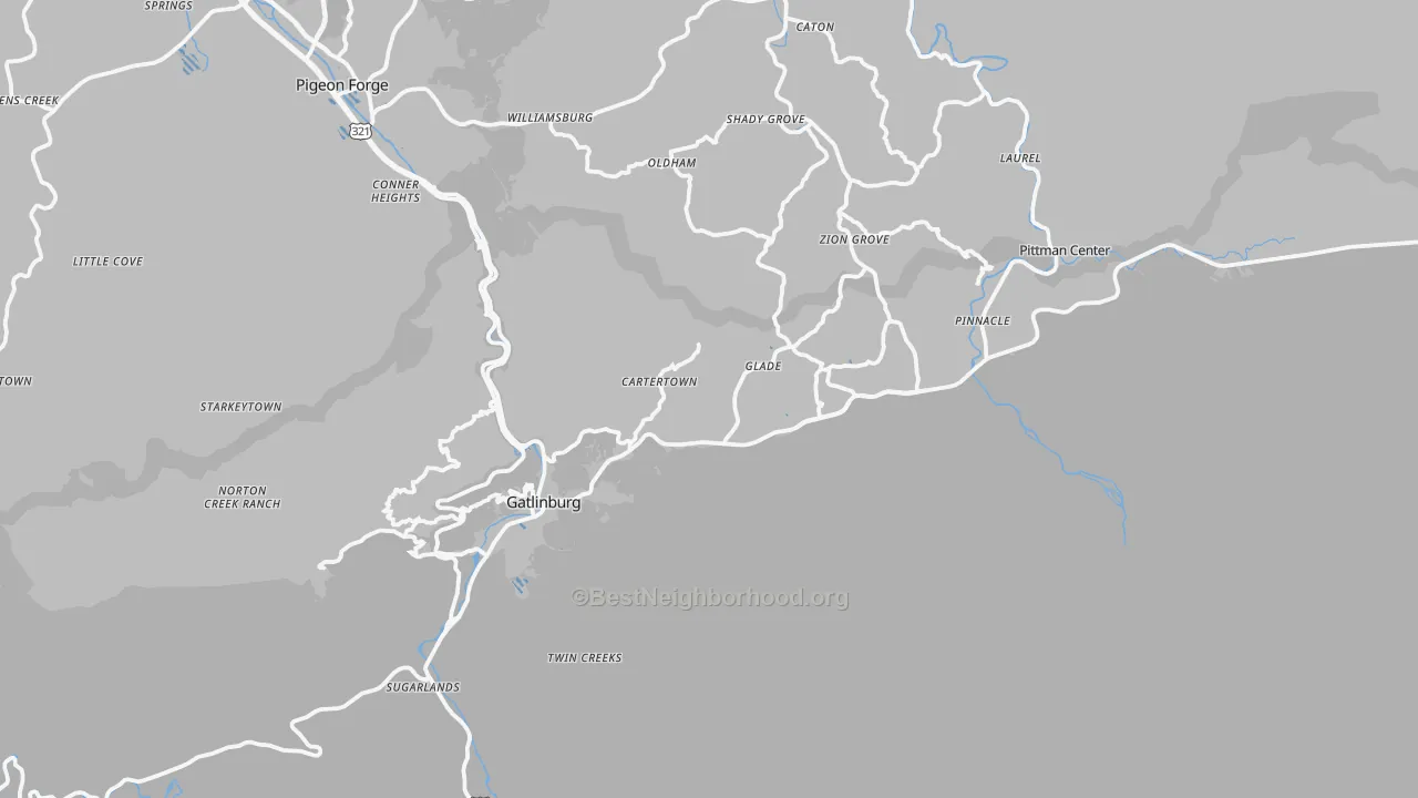 Transit Grade map of Gatlinburg, TN