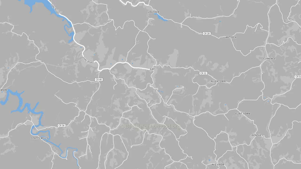 Transit Grade map of Gay, WV