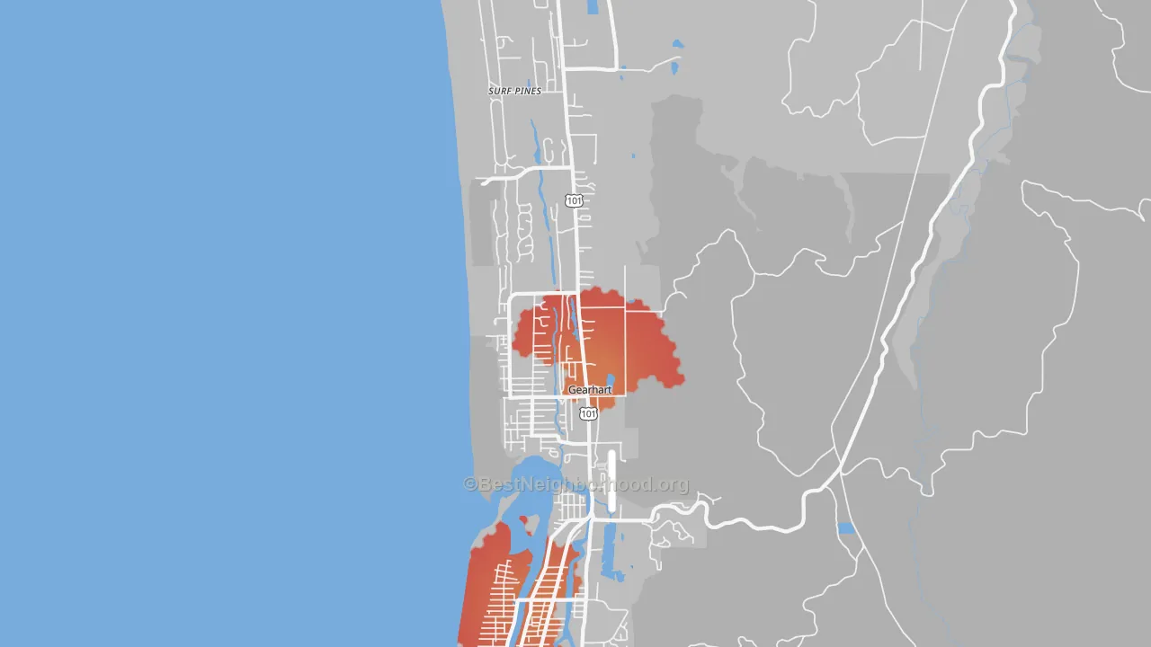 Transit Grade map of Gearhart, OR