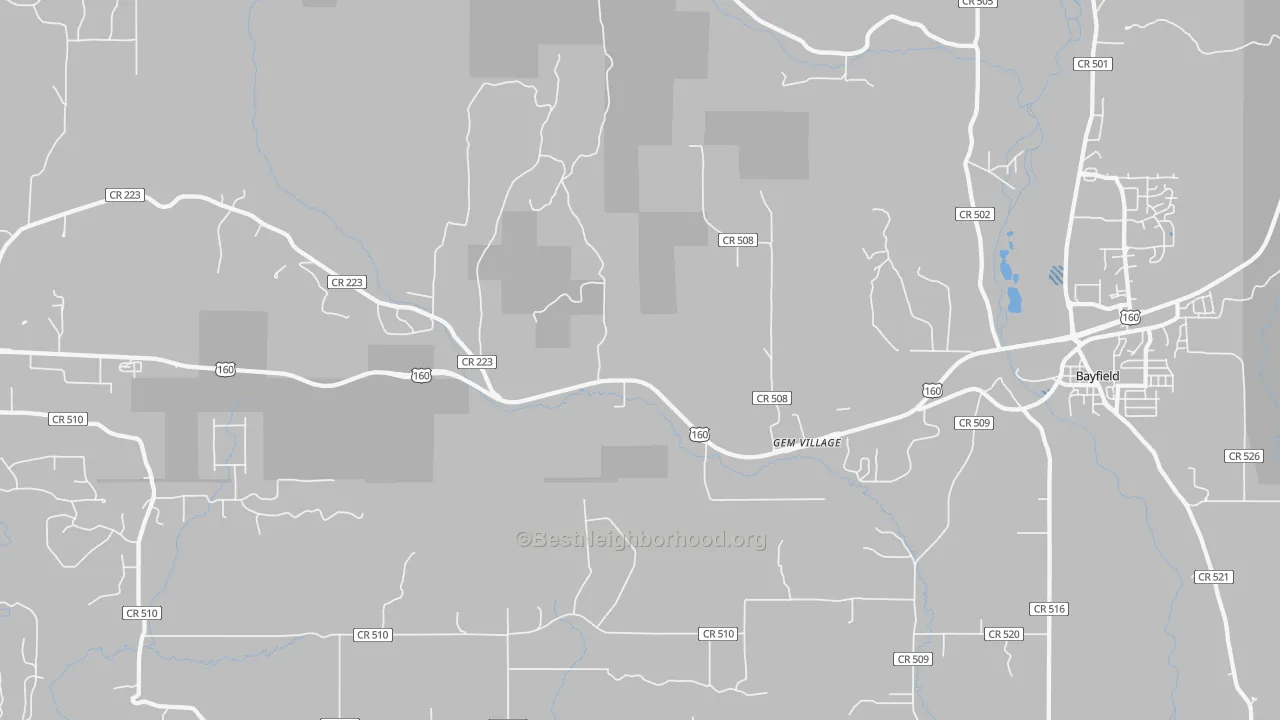 Transit Grade map of Gem Village, CO