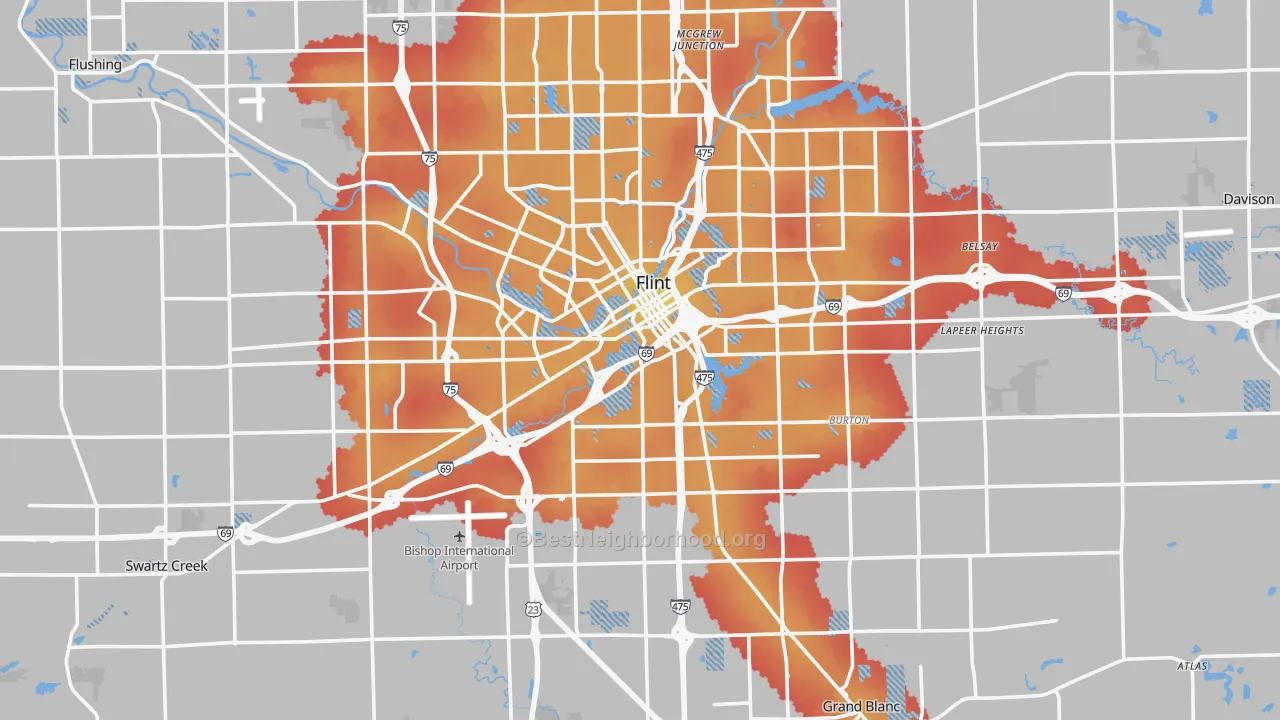 Transit Grade map of Genesee County, MI