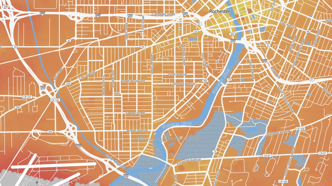Transit Grade map of Genesee-Jefferson, Rochester, NY