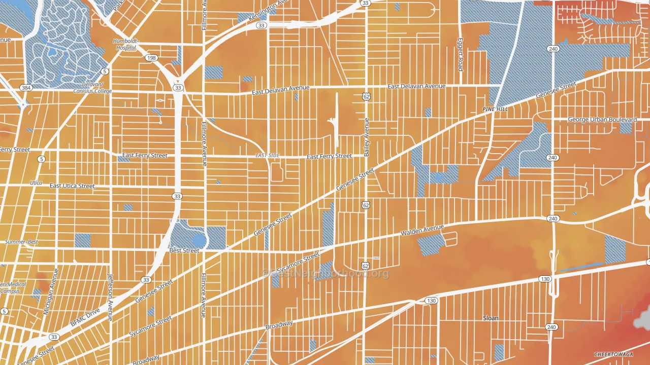 Transit Grade map of Genesee Moselle, Buffalo, NY