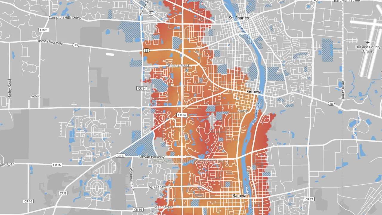 Transit Grade map of Geneva, IL
