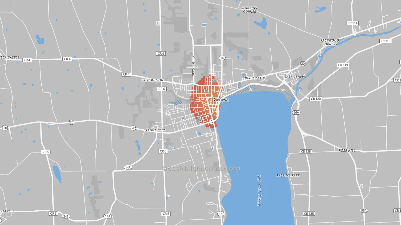 Transit Grade map of Geneva, NY