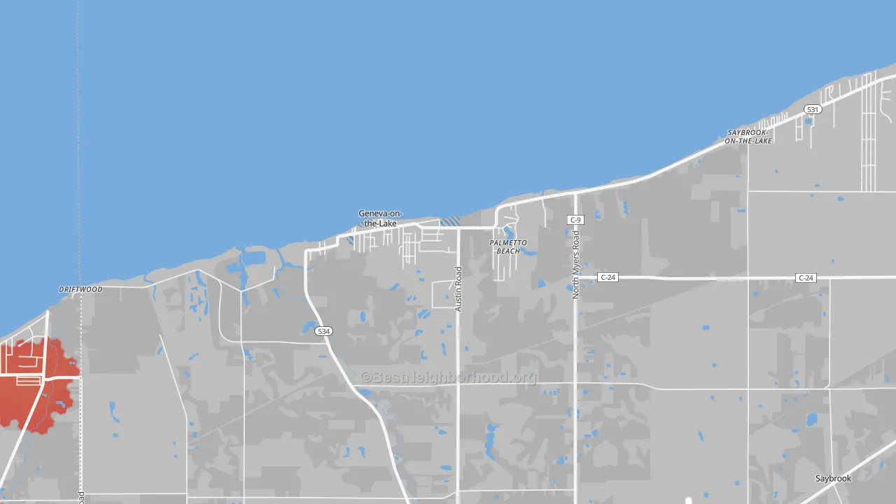 Transit Grade map of Geneva-on-the-Lake, OH