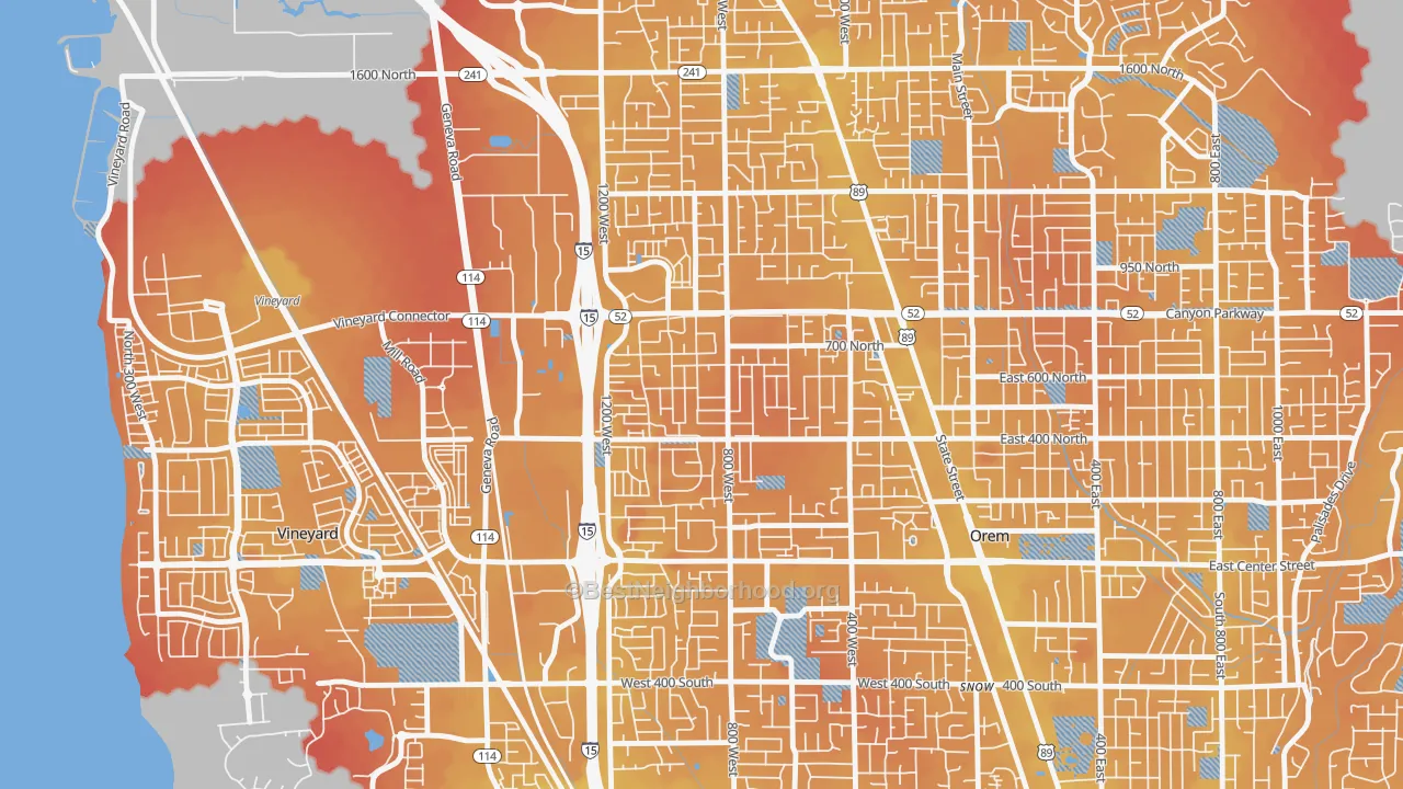 Transit Grade map of Geneva, Orem, UT