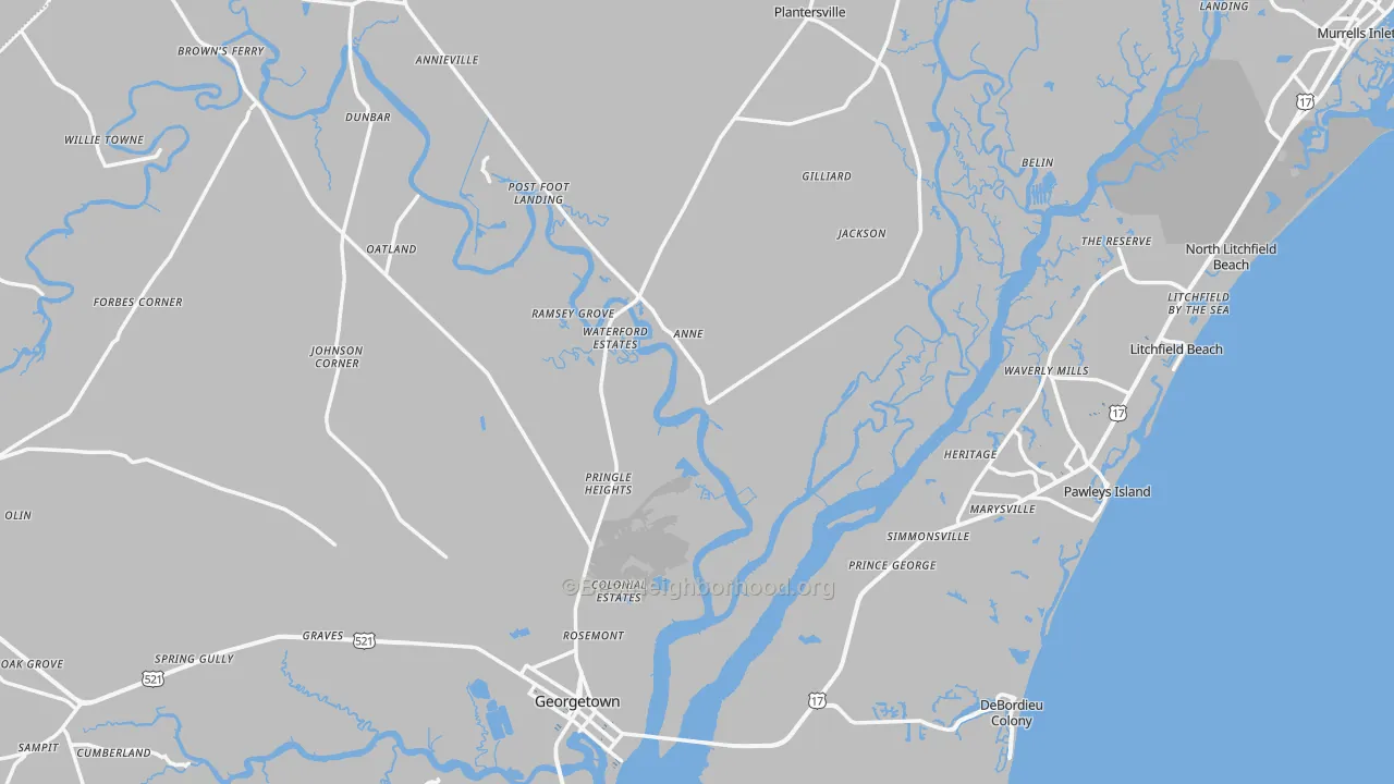 Transit Grade map of Georgetown County, SC