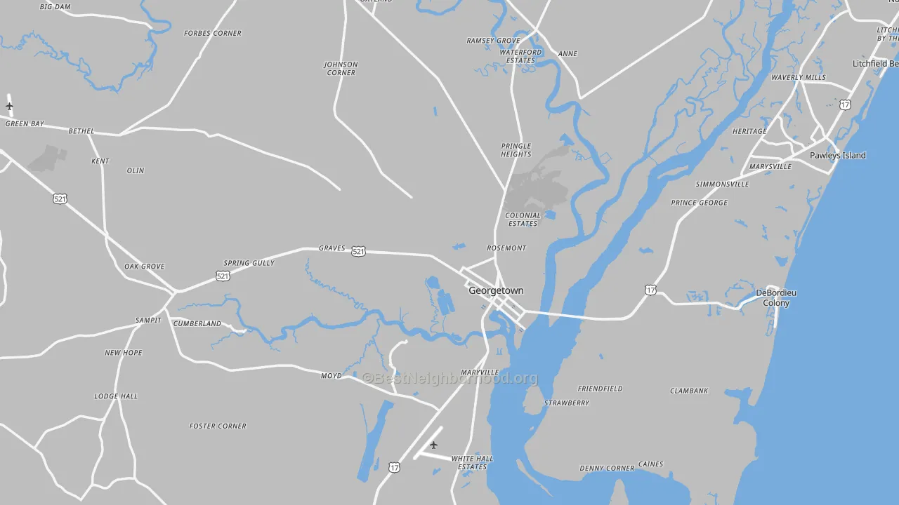 Transit Grade map of Georgetown, SC