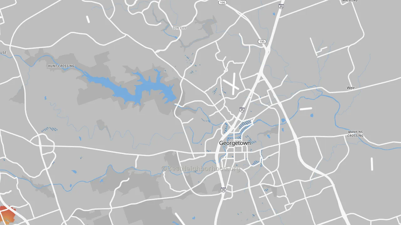 Transit Grade map of Georgetown, TX