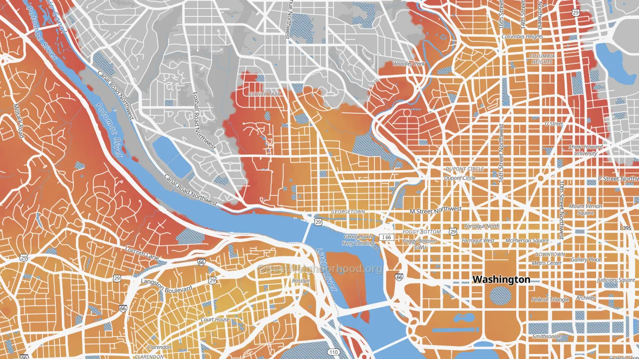 Transit Grade map of Georgetown, Washington, DC