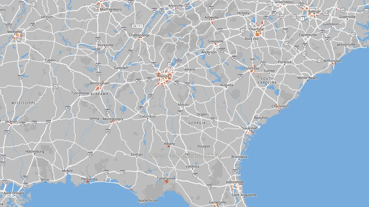 Transit Grade map of Georgia