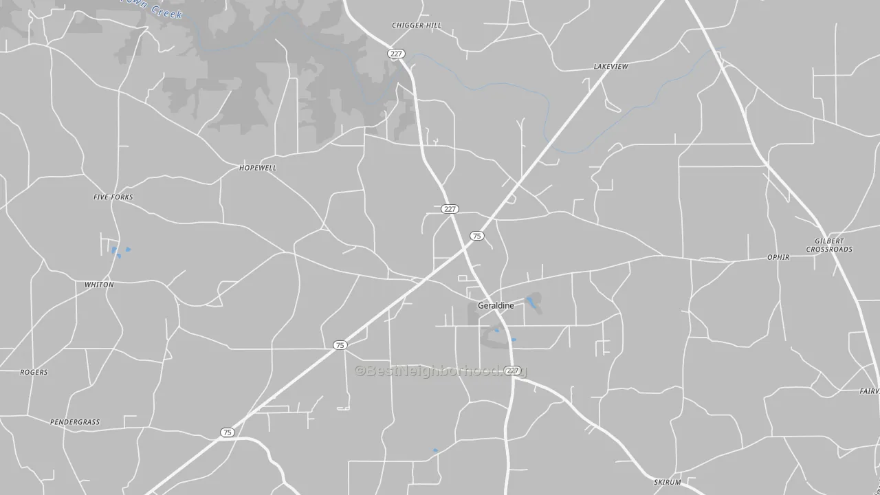 Transit Grade map of Geraldine, AL