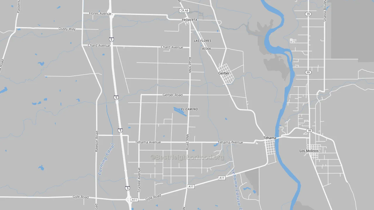 Transit Grade map of Gerber, CA