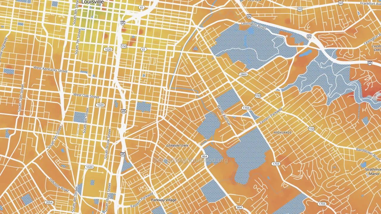 Transit Grade map of Germantown, Louisville, KY