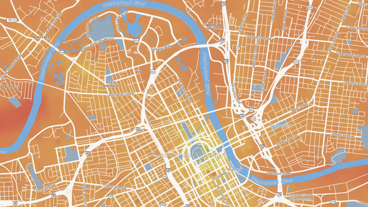 Transit Grade map of Germantown, Nashville, TN