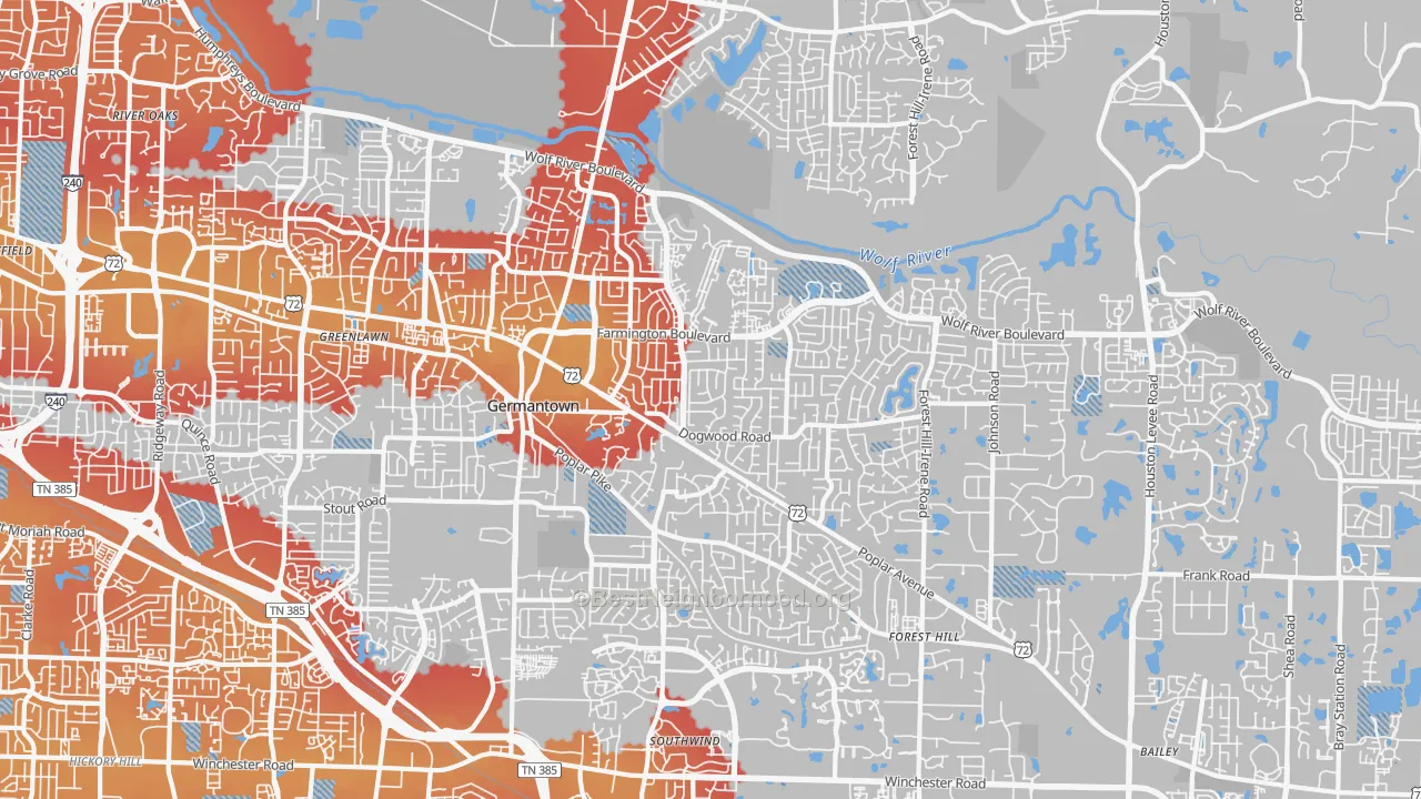 Transit Grade map of Germantown, TN