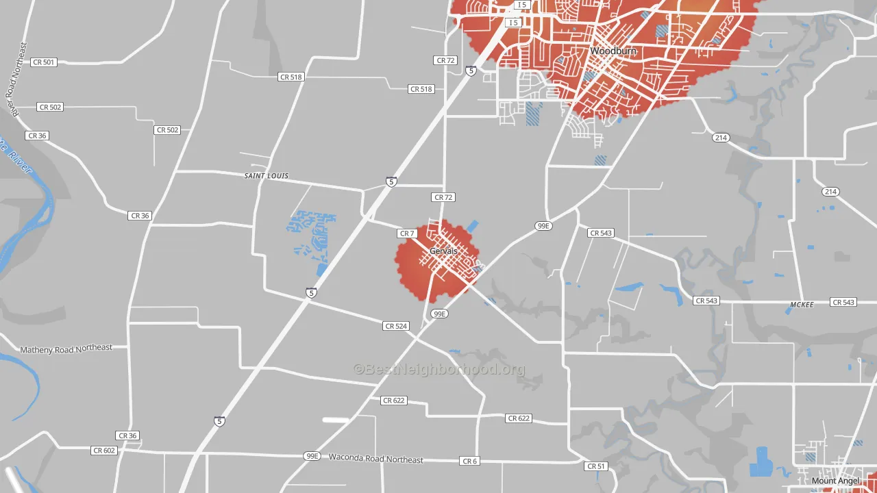 Transit Grade map of Gervais, OR