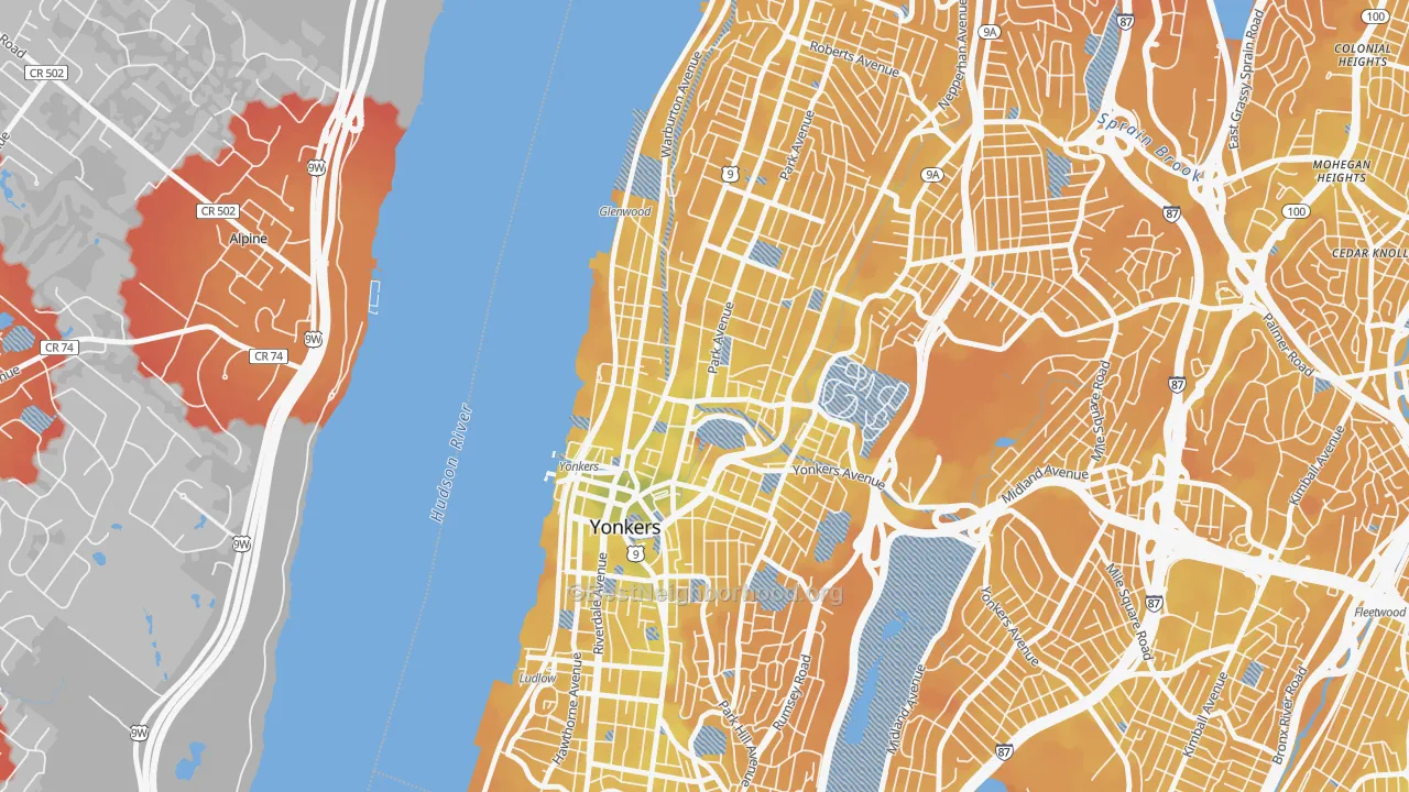 Transit Grade map of Getty Square, Yonkers, NY