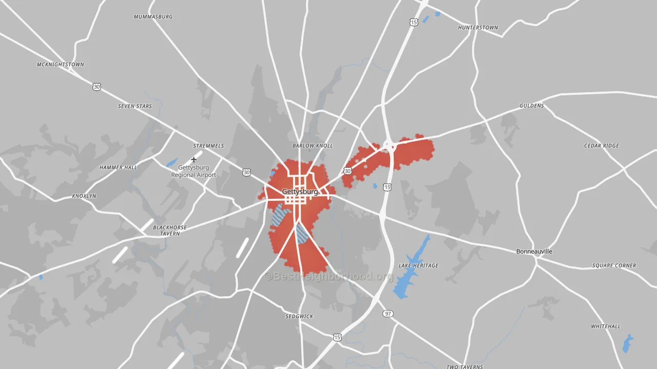 Transit Grade map of Gettysburg, PA