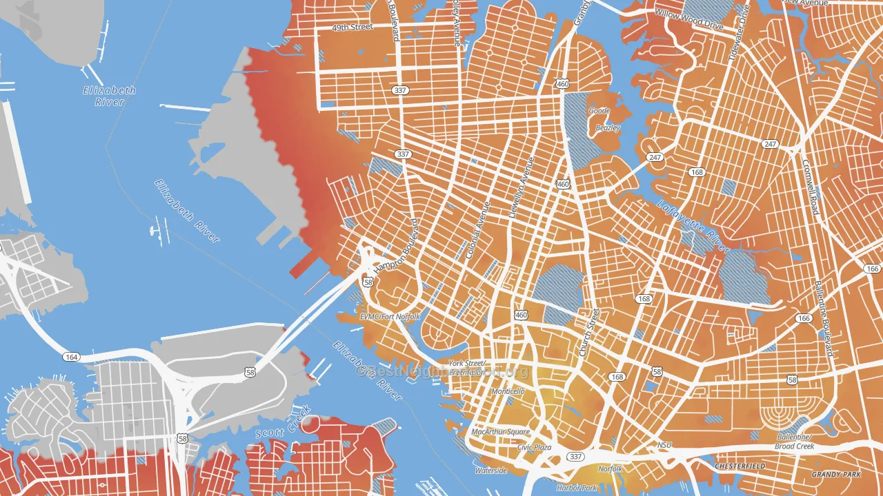 Transit Grade map of Ghent, Norfolk, VA